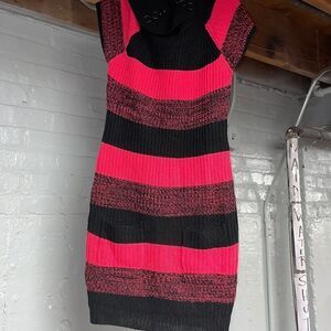 Red Paint Short Sleeve Cowl Neck Sweater Dress
